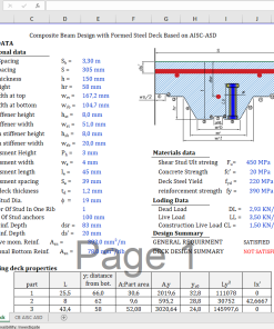 Excel Calculation Sheet Composite Steel Beam and Concrete Slab Design per AISC Specs