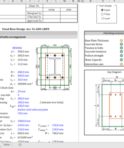 Excel Calculation Sheet for Steel Base Plate Design Per AISC