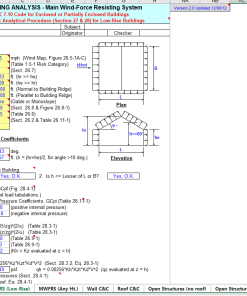 Excel calculation sheet wind load analysis - Force Resisting System Per ASCE 7-10