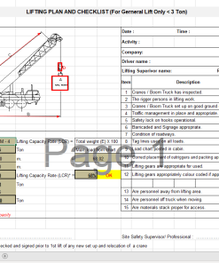 Excel Template - Lifting Plan calculation and check list