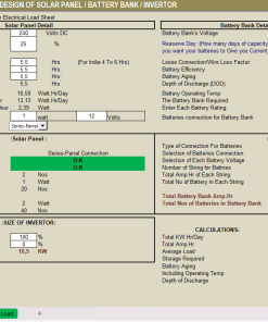 Excel File Sheet Solar Power System Design Calculator