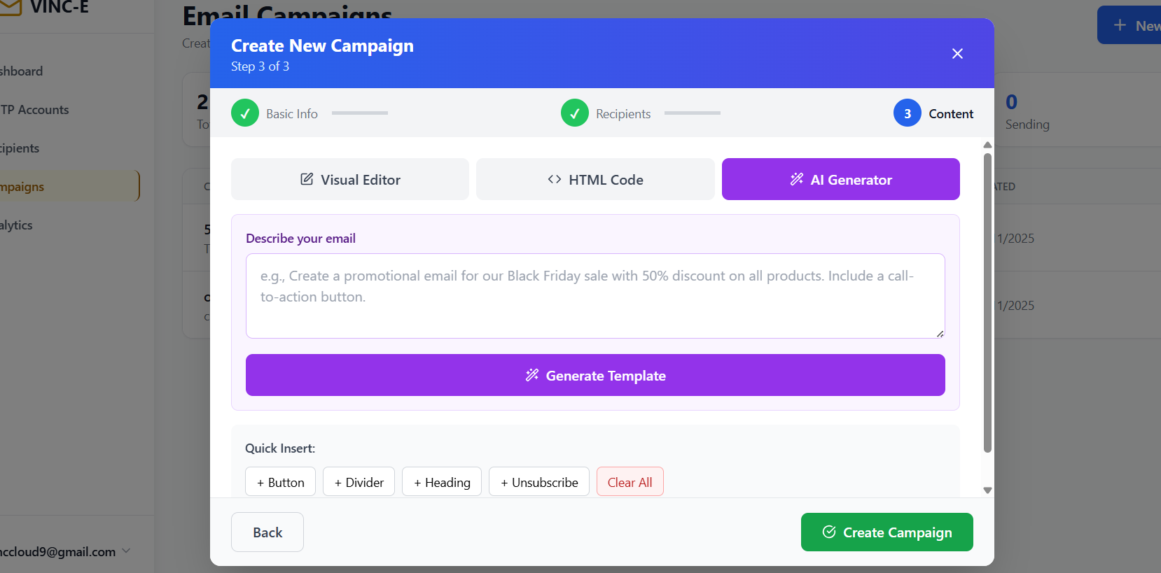 VINC-E Send Mass Email Marketing for FREE with Gmail & Outlook