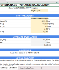 The Roof Drainage Hydraulic Calculation Sheet EN 12056-3:2000