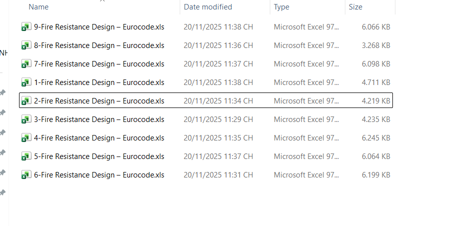 Excel Files – Fire Protection Design according to Eurocode