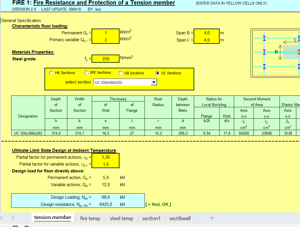 Excel Files – Fire Protection Design according to Eurocode