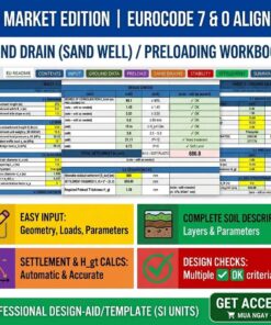 Sand Drain Preloading Calculation Spreadsheet – Eurocode 7 Aligned | Excel Template for Soft Ground Improvement