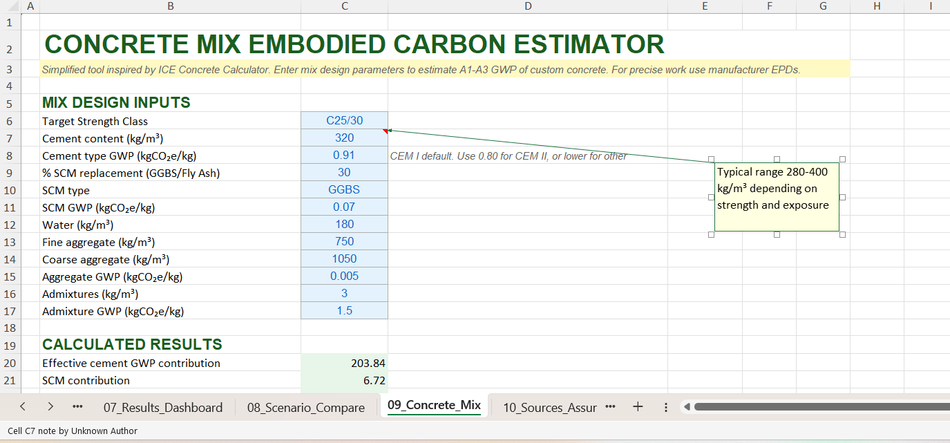 EXCEL SPREADSHEETS CARBON / EPD CALCULATOR