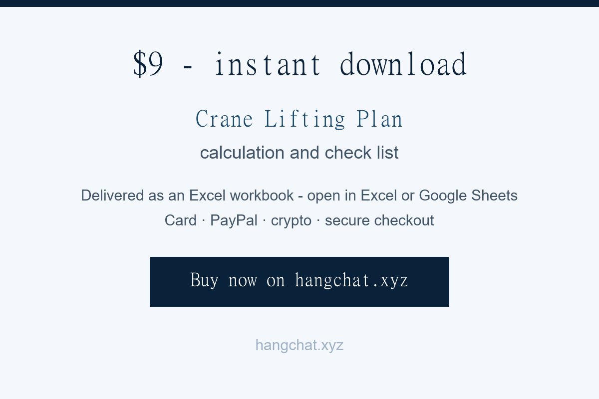 Lifting Plan Excel template — $9, instant download