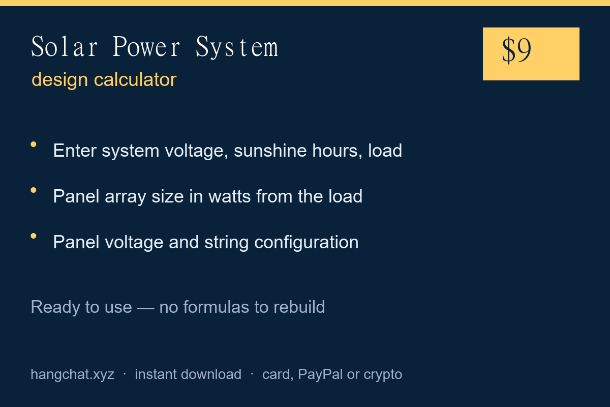 Solar power system design calculator — what it calculates