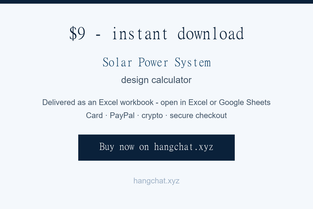 Solar Power System Design Calculator — $9, instant download
